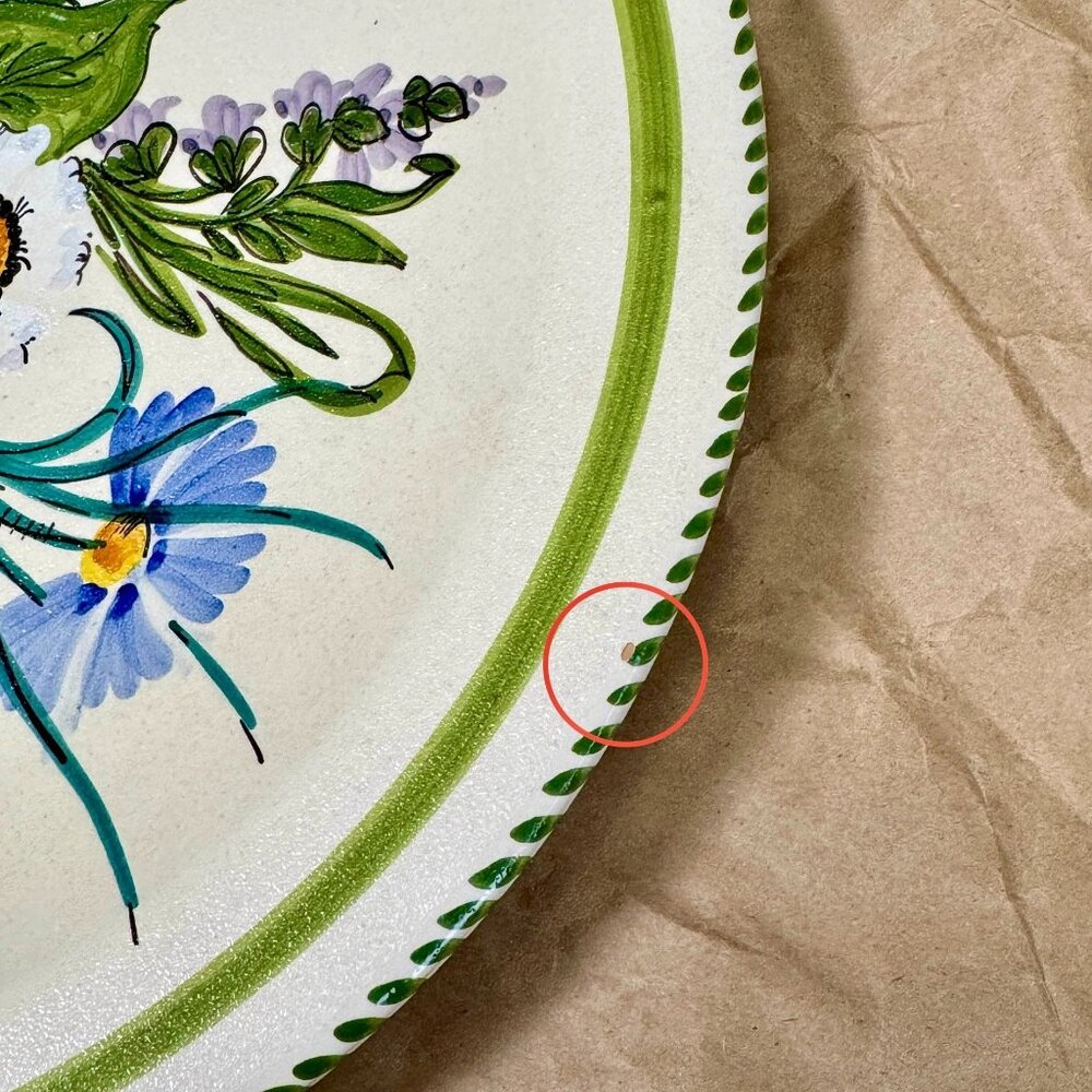 Vintage Hand-Painted Ceramic Plate, La Torre Montecatini Alto, Italian, 13.5" - Picture 9 of 11